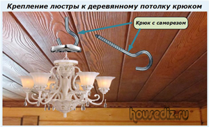 Крепление-люстры-к-деревянному-потолку-крюком