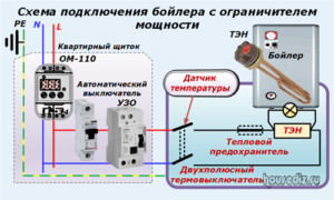 Схема подключения бойлера с ограничителем мощности Схема подключения бойлера с ограничителем мощности