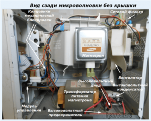 Вид сзади микроволновки без крышки