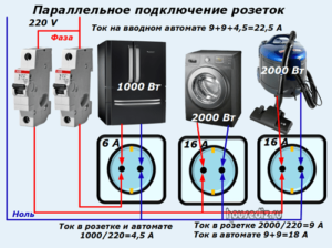 Параллельное подключение розеток Параллельное подключение розеток