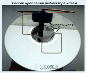 Способ крепления рефлектора клеем