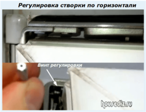 Регулировка створки по горизонтали Регулировка створки по горизонтали