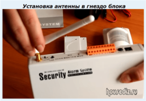 Установка антенны в гнездо блока