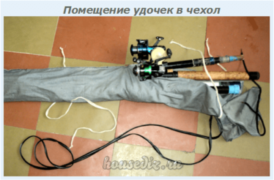 Помещение удочек в чехол