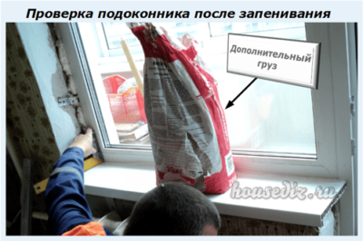 Проверка подоконника после запенивания