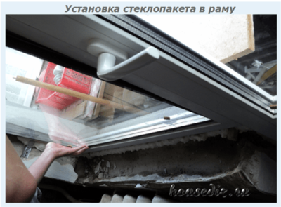 Установка стеклопакета в раму