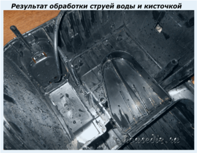 Результат обработки струей воды и кисточкой Результат обработки струей воды и кисточкой