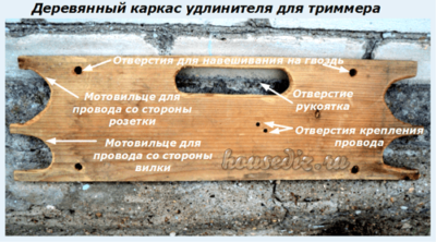 Деревянный каркас удлинителя для триммера