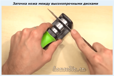 Заточка ножа между высокопрочными дисками