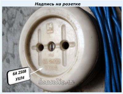 Надпись на розетке