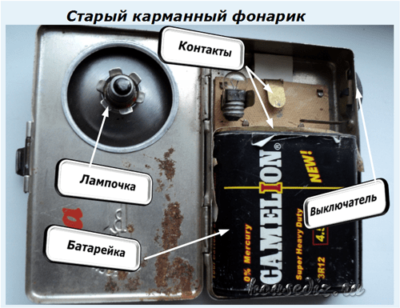 Старый карманный фонарик