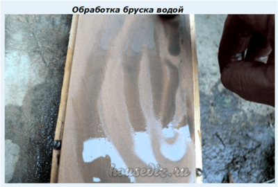 Обработка бруска водой Обработка бруска водой