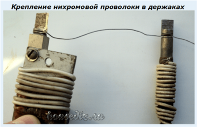 Крепление нихромовой проволоки