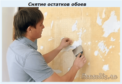 Снятие остатков обоев