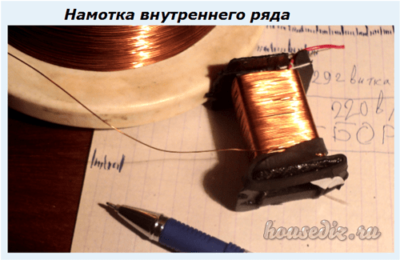 Намотка внутреннего ряда