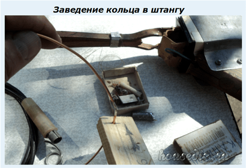 Заведение кольца в штангу Заведение кольца в штангу
