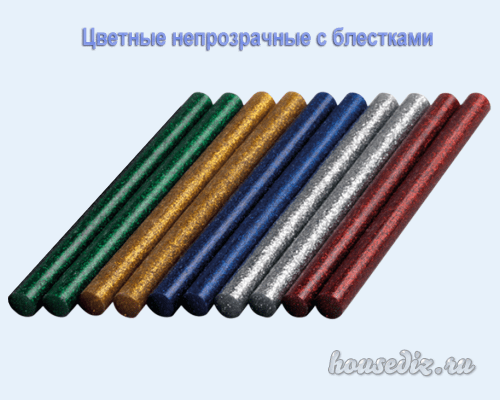 Цветные с блестками непрозрачные клеевые стержни