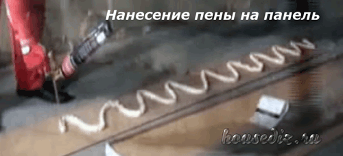 Нанесение пены на панель