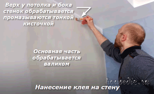 Как наносить клей на стену Нанесение клея на стену