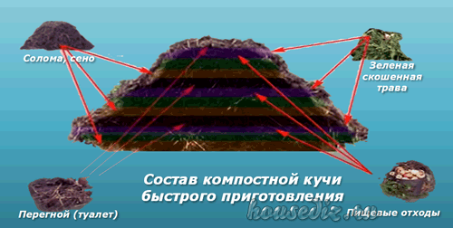 Состав слоев компостной кучи Состав компостной кучи